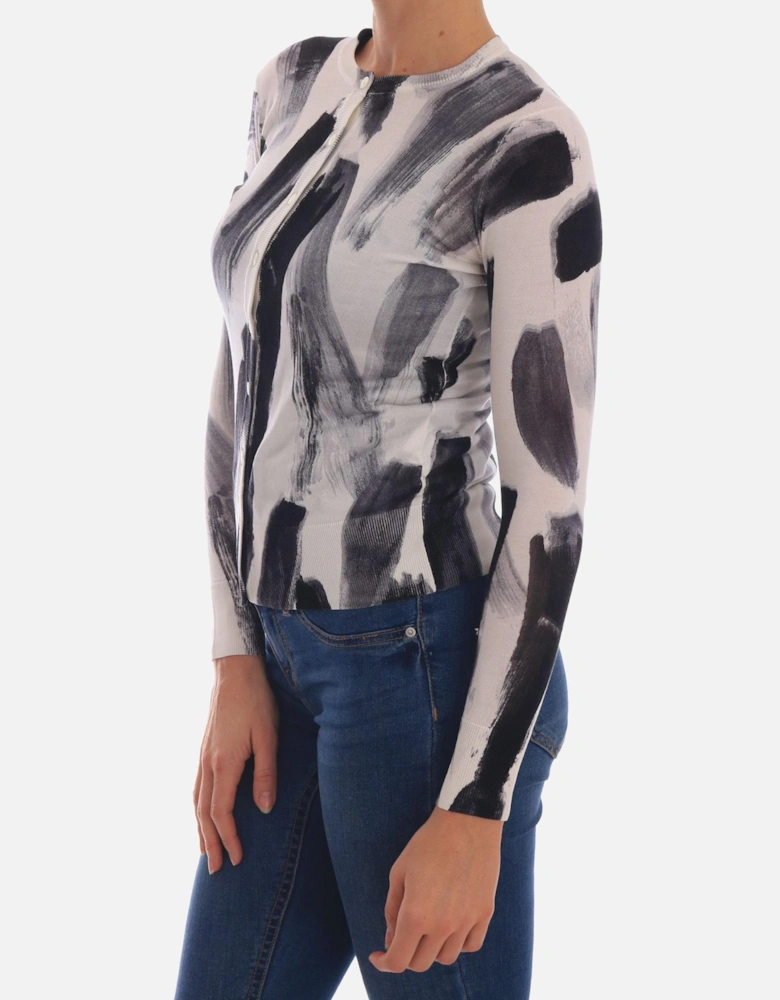 Abstract Print Cardigan TSH1924 Women - Blackwhite Sweaters
