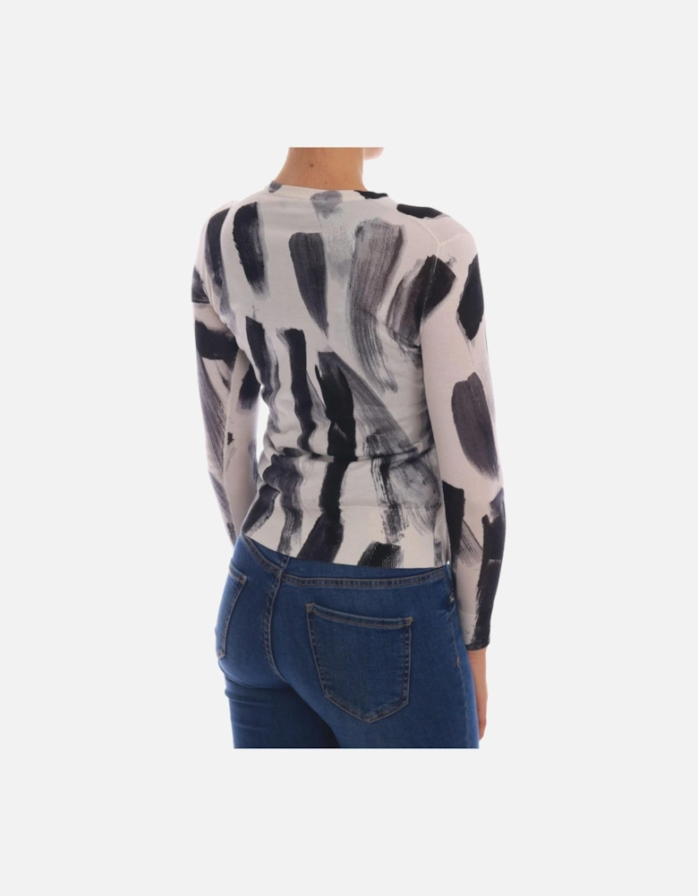 Abstract Print Cardigan TSH1924 Women - Blackwhite Sweaters