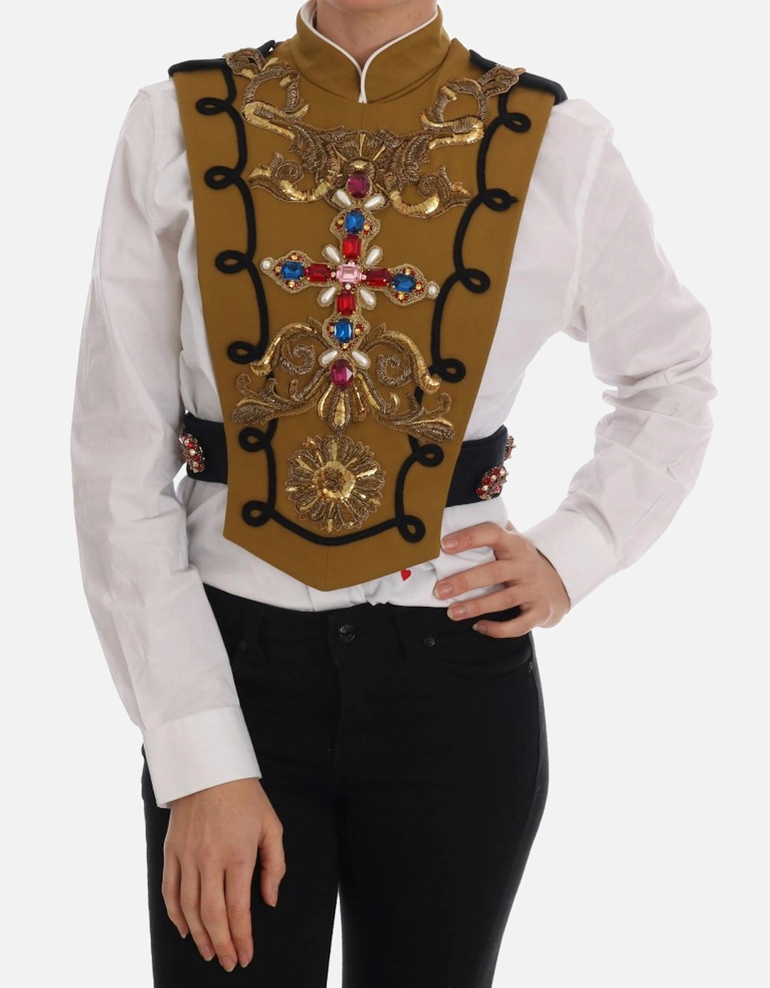 Gold Baroque Embellished Vest Women - Yellow Jackets, 7 of 6