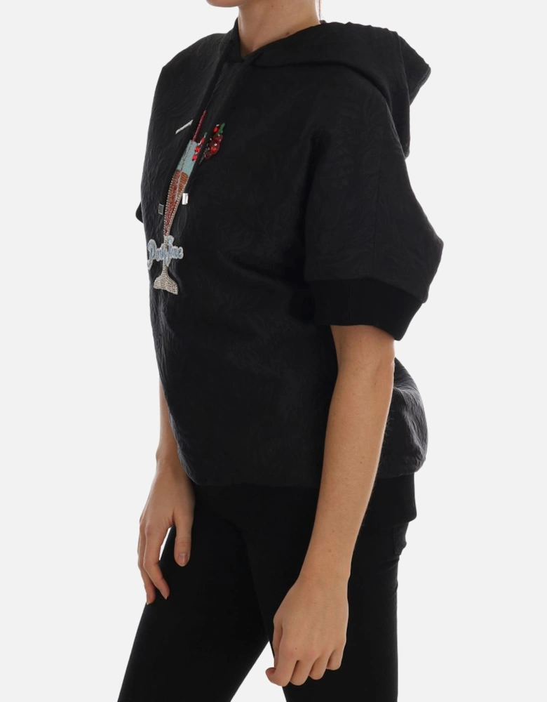 Dolce Gabbana Party Time Short Sleeve Hoodie Women - Black Sweaters