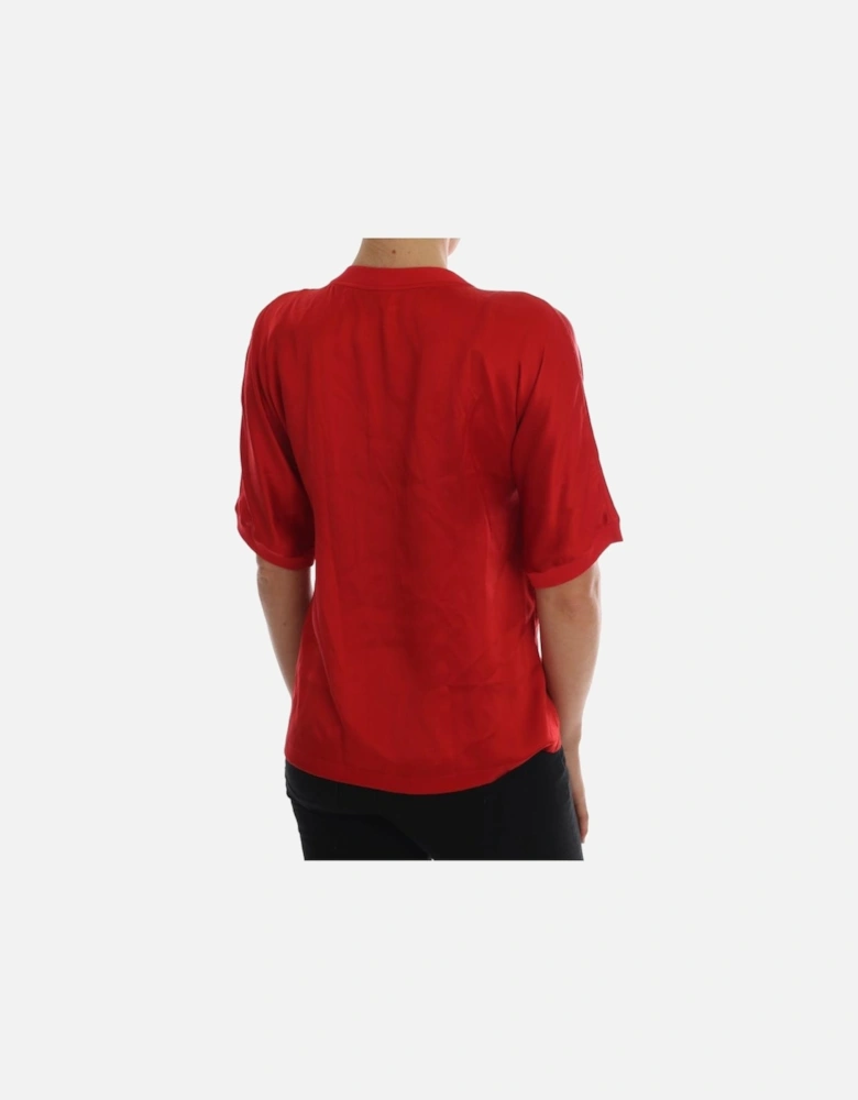 Orange Vase Silk Top TSH1754 Women - Red T-Shirts
