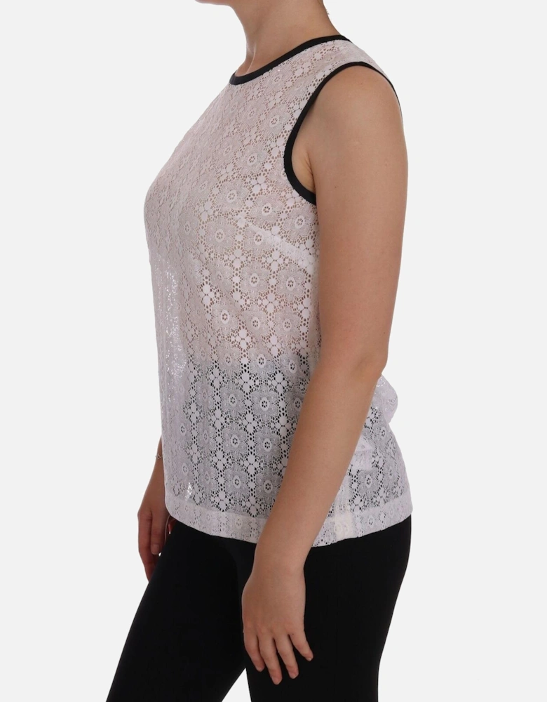 Lace Sleeveless Top Casual Style Women - White T-Shirts