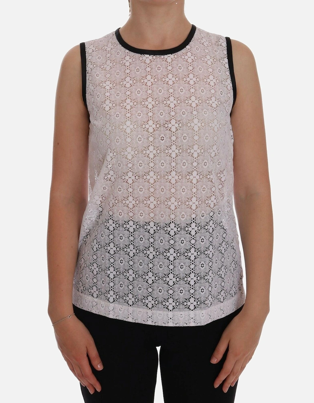 Lace Sleeveless Top Casual Style Women - White T-Shirts, 5 of 4
