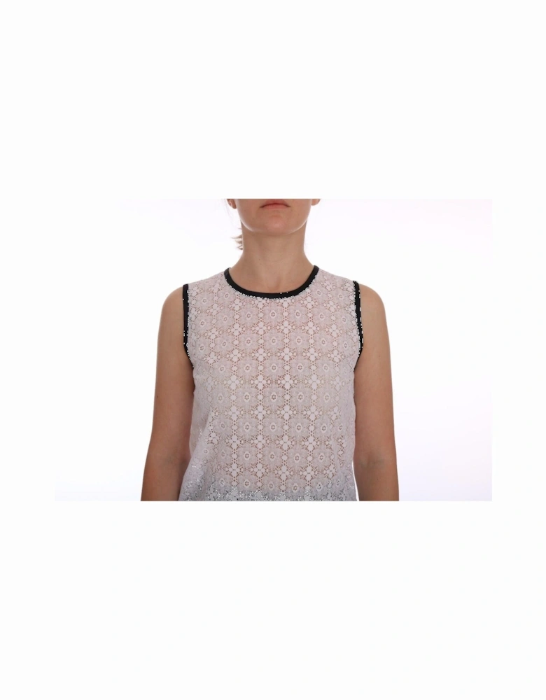 Lace Sleeveless Top Casual Style Women - White T-Shirts