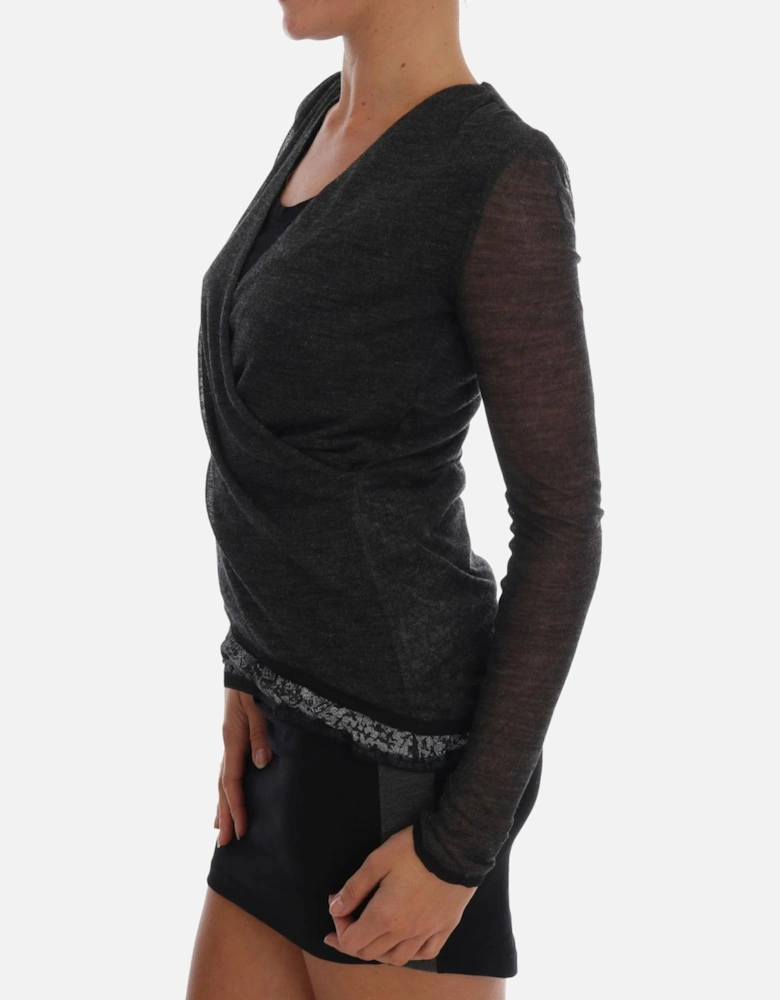 Wrap Knit Top TSH1553 Women - Gray T-Shirts