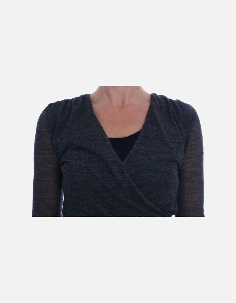 Wrap Knit Top TSH1553 Women - Gray T-Shirts