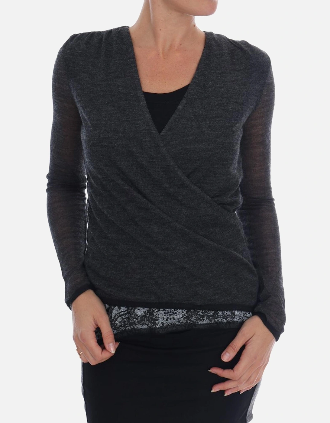 Wrap Knit Top TSH1553 Women - Gray T-Shirts, 7 of 6