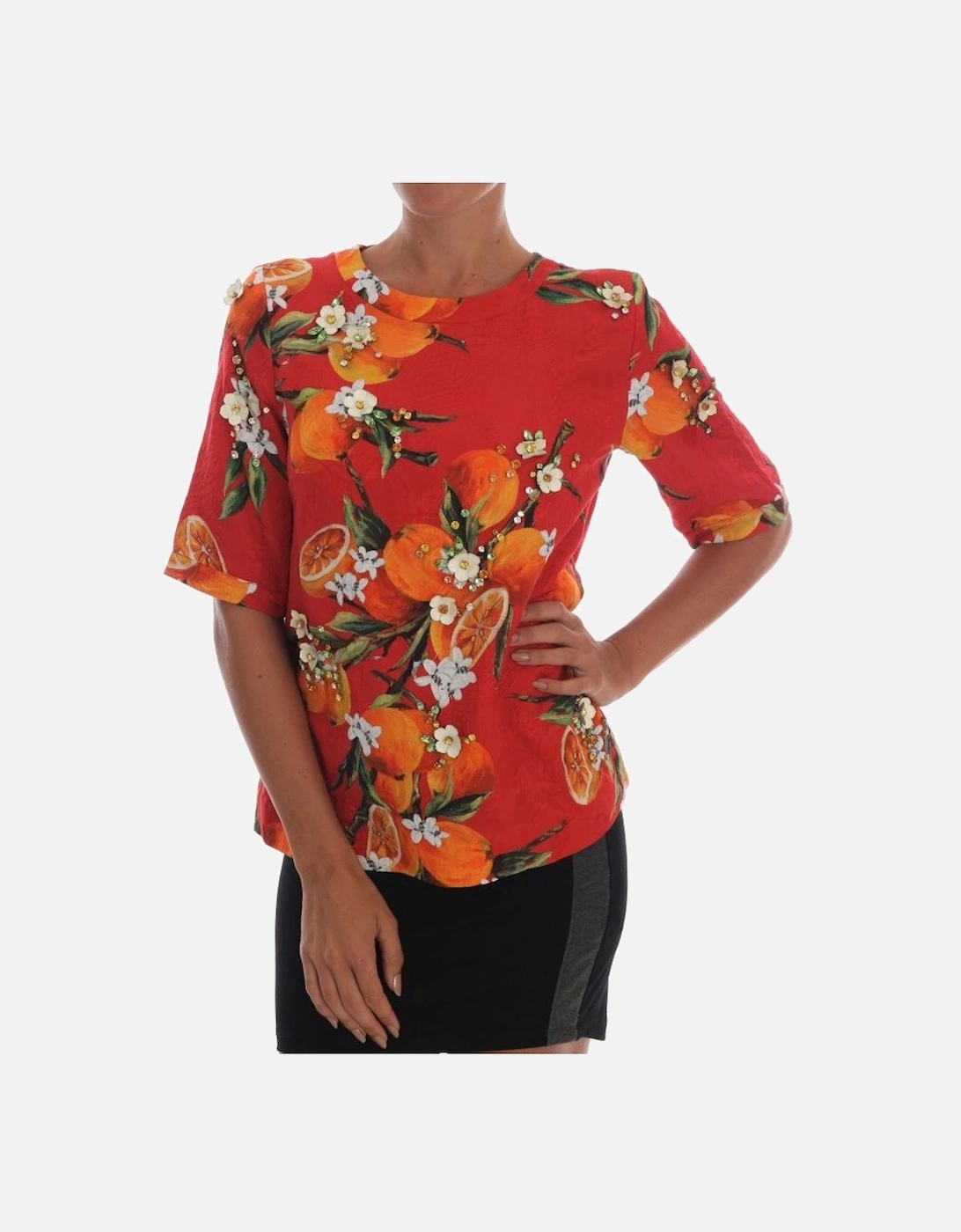 Dolce Gabbana Orange Print Silk Top TSH1405 Women - Multicolor, 7 of 6