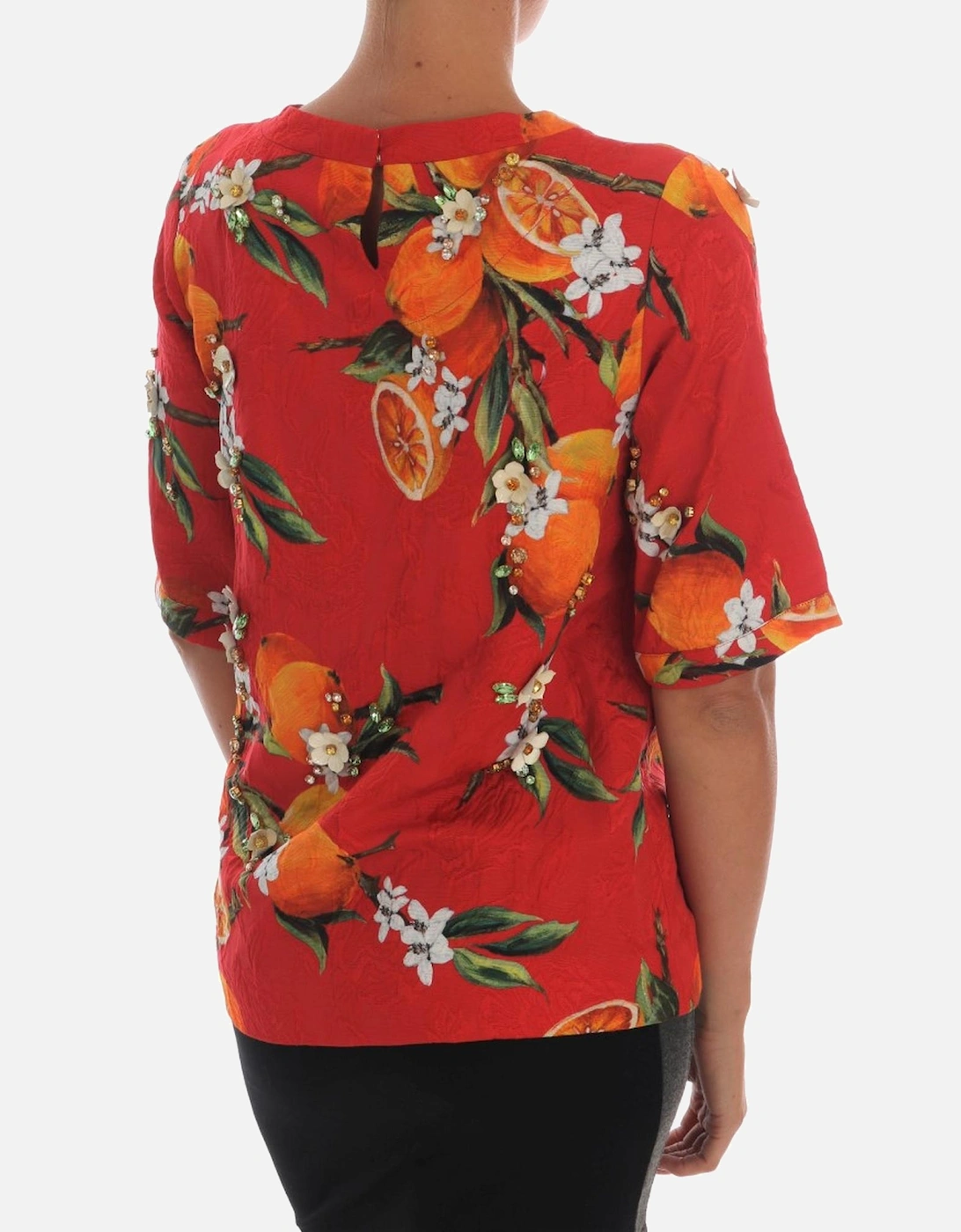 Dolce Gabbana Orange Print Silk Top TSH1405 Women - Multicolor