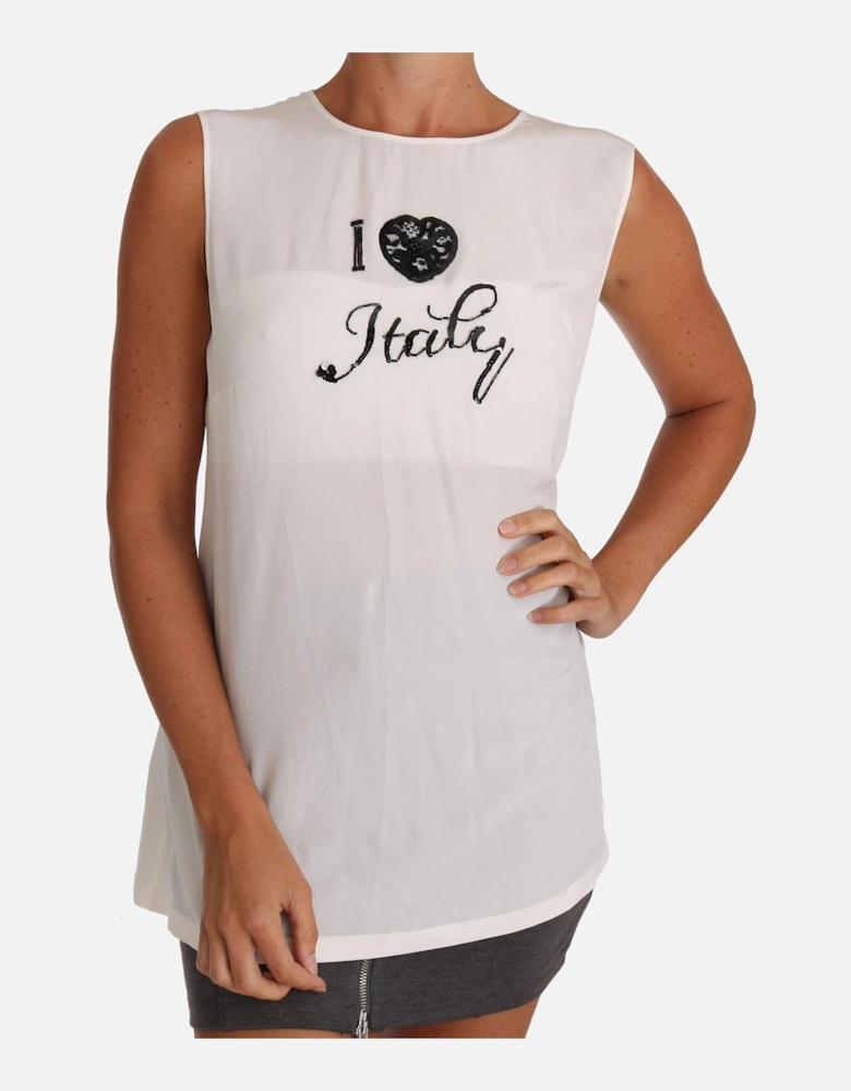 Dolce Gabbana I Love Italy Sleeveless Top Women - White T-Shirts