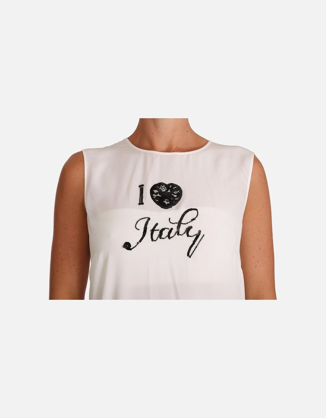 Dolce Gabbana I Love Italy Sleeveless Top Women - White T-Shirts