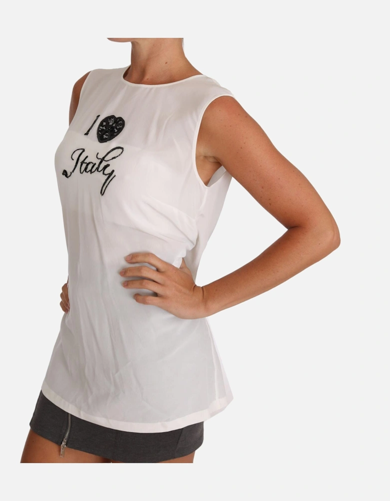 Dolce Gabbana I Love Italy Sleeveless Top Women - White T-Shirts