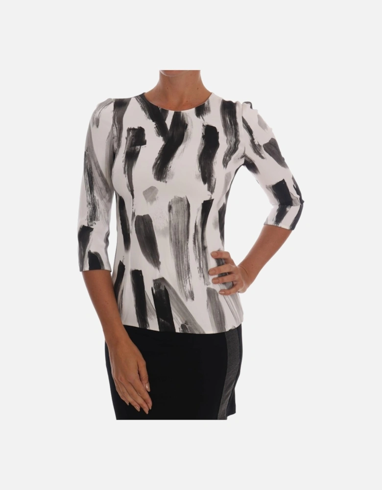 Abstract Print Top TSH14042 Women - Blackwhite T-Shirts