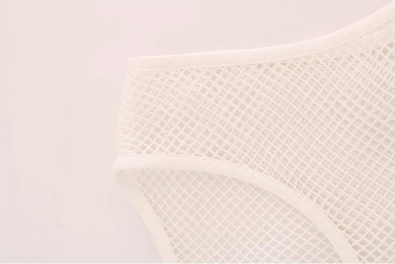 Mesh Sleeveless Top Round Neck Women - White T-Shirts