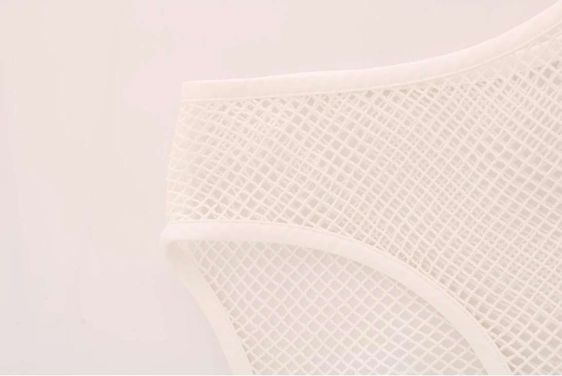 Mesh Sleeveless Top Round Neck Women - White T-Shirts
