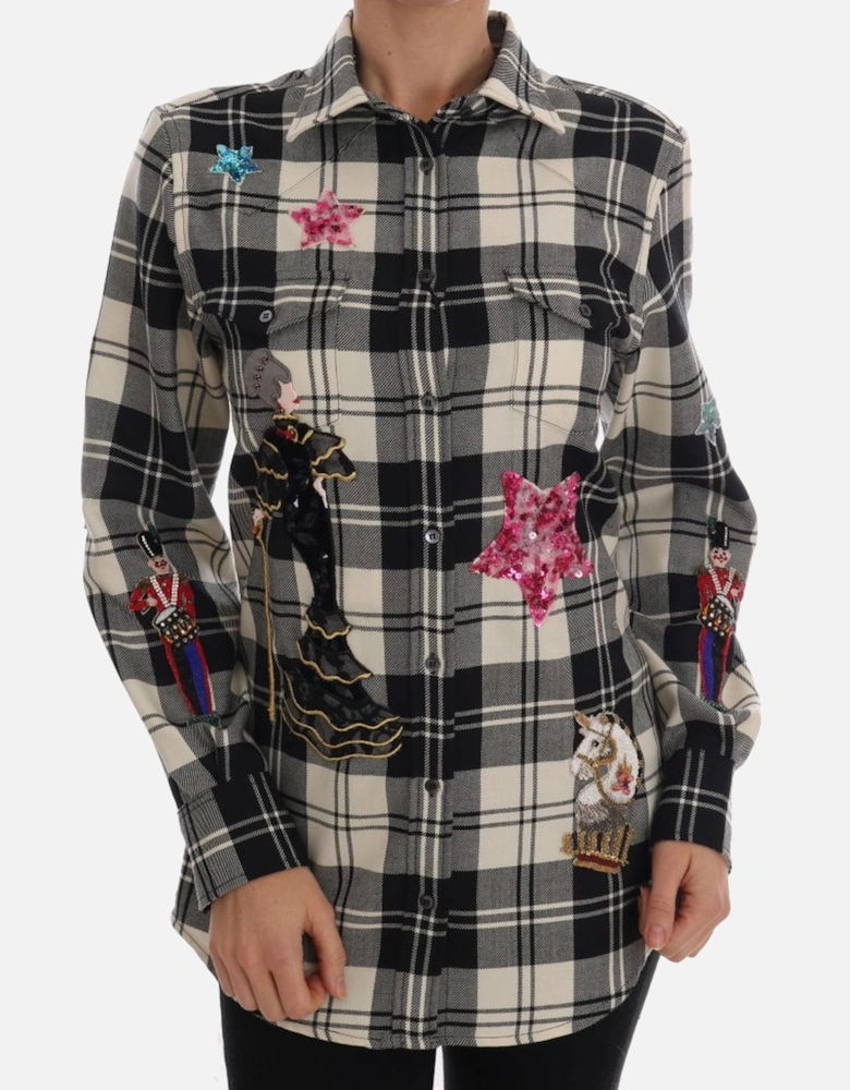 Dolce Gabbana Plaid Embellished Shirt Women - Blackwhite