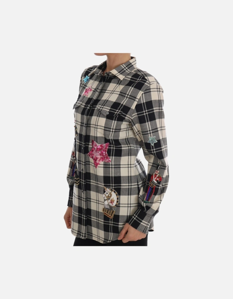 Dolce Gabbana Plaid Embellished Shirt Women - Blackwhite