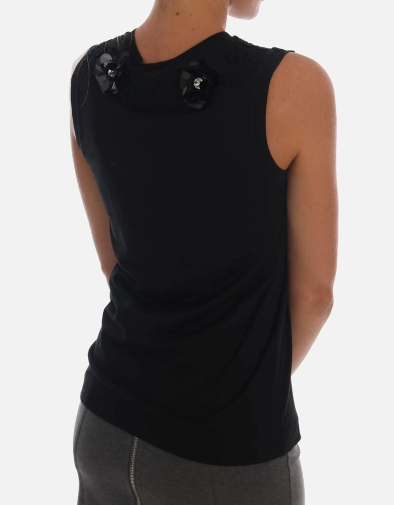 Dolce Gabbana Sleeveless TopEmbellished Neckline Women - Black