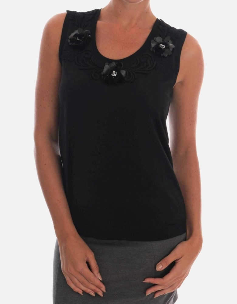 Dolce Gabbana Sleeveless TopEmbellished Neckline Women - Black