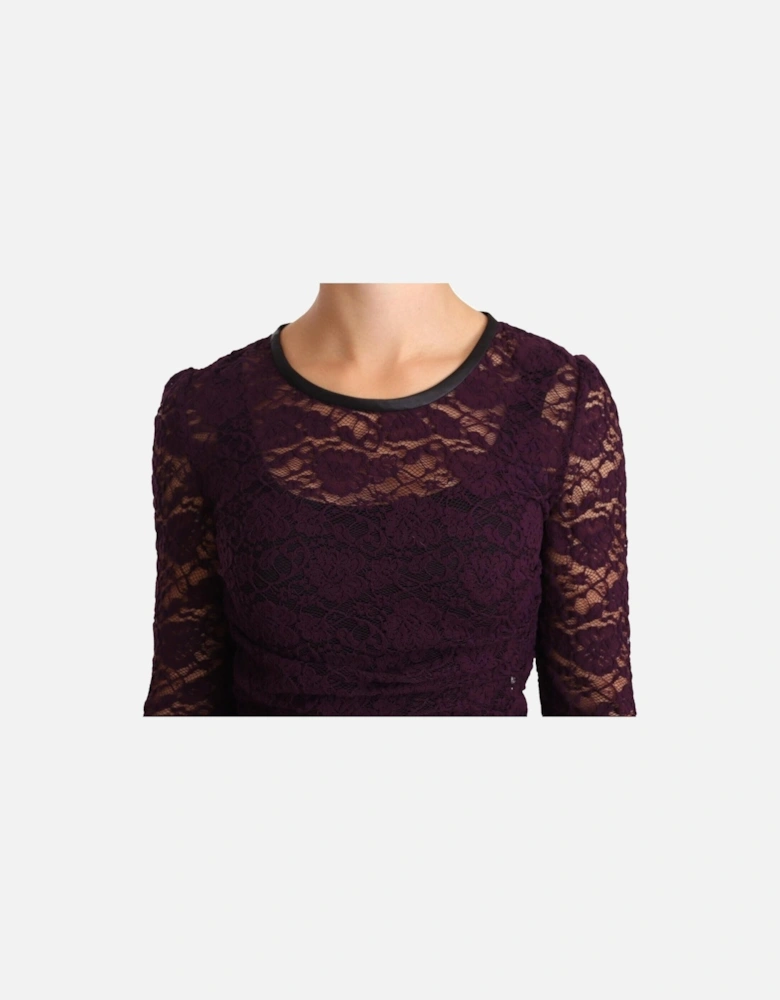 Dolce Gabbana Lace Top Purple Women T-Shirts