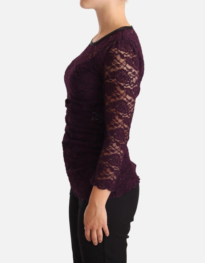 Dolce Gabbana Lace Top Purple Women T-Shirts