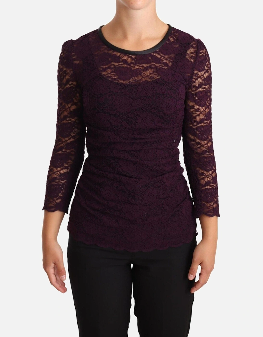 Dolce Gabbana Lace Top Purple Women T-Shirts, 5 of 4