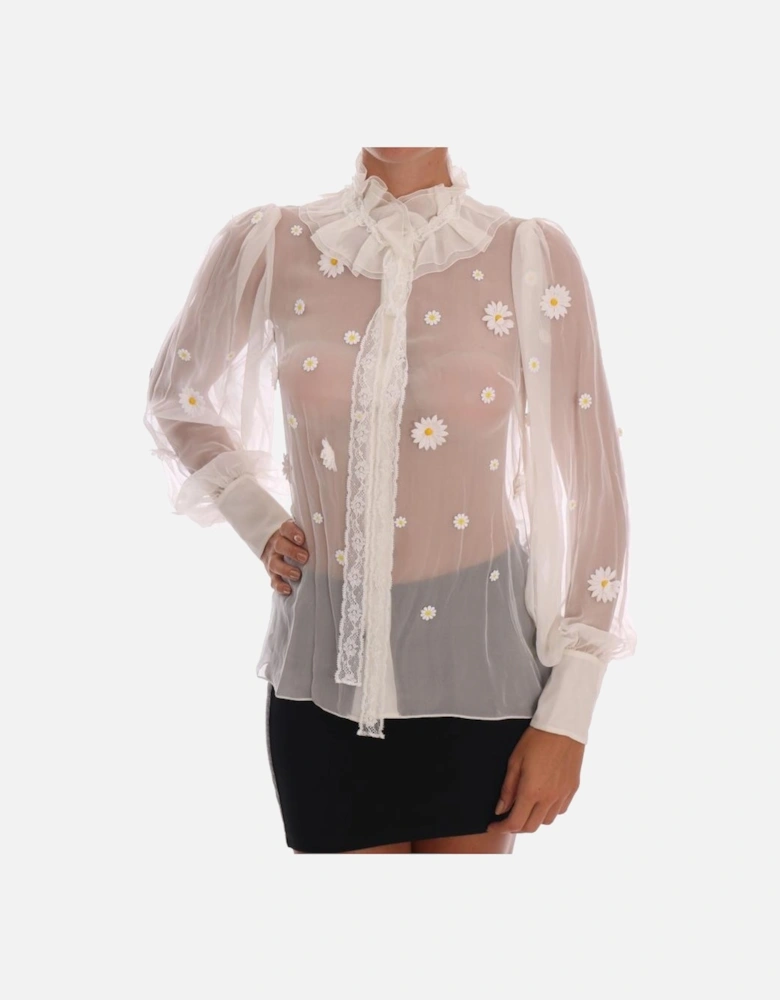 Dolce Gabbana Daisy Appliqu Silk Blouse Women - White Shirts