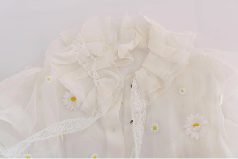 Dolce Gabbana Daisy Appliqu Silk Blouse Women - White Shirts