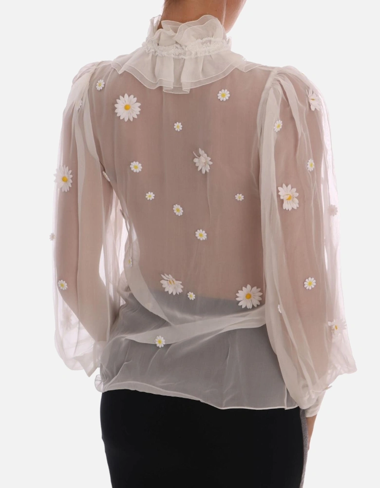 Dolce Gabbana Daisy Appliqu Silk Blouse Women - White Shirts