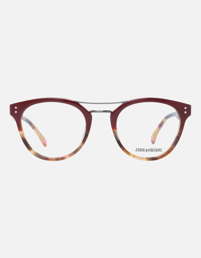 Red Oval Metal and Plastic Sunglasses with Transparent Lenses Women