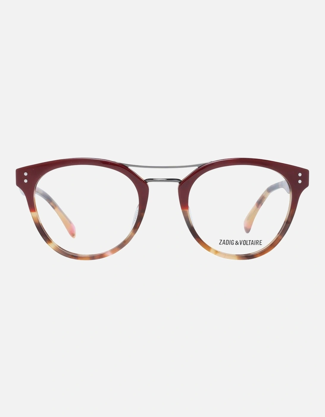 Red Oval Metal and Plastic Sunglasses with Transparent Lenses Women