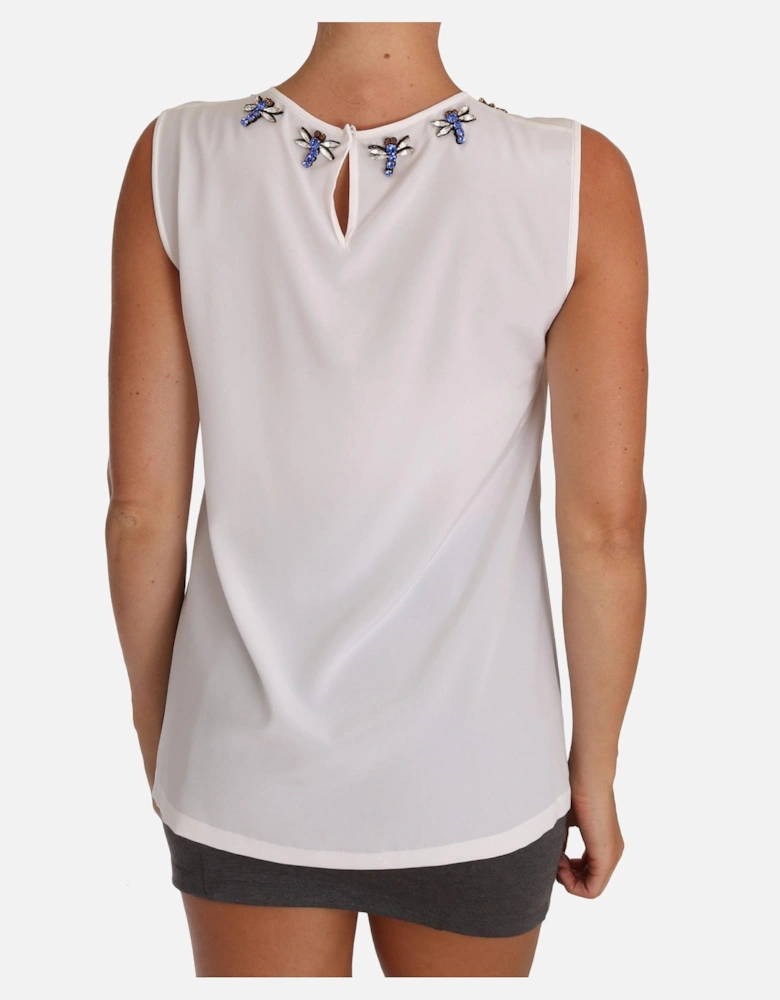 Dolce Gabbana Sleeveless Embellished Top Women - White T-Shirts