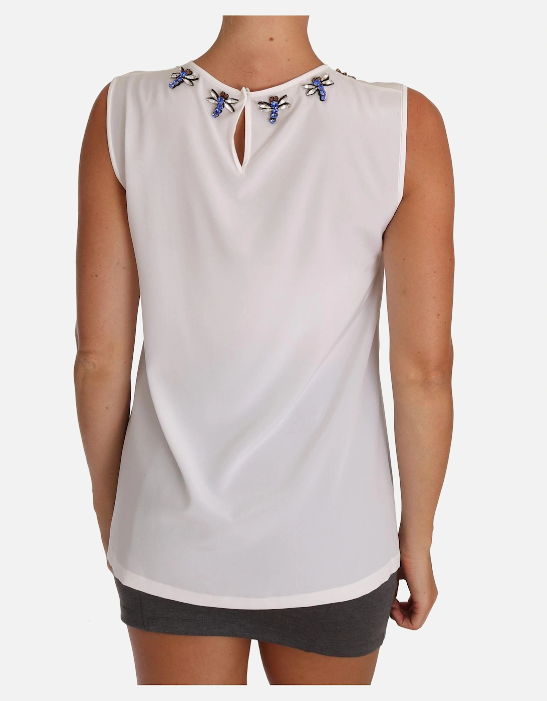 Dolce Gabbana Sleeveless Embellished Top Women - White T-Shirts