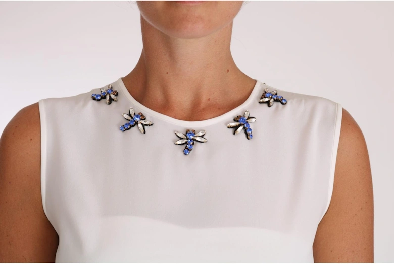 Dolce Gabbana Sleeveless Embellished Top Women - White T-Shirts