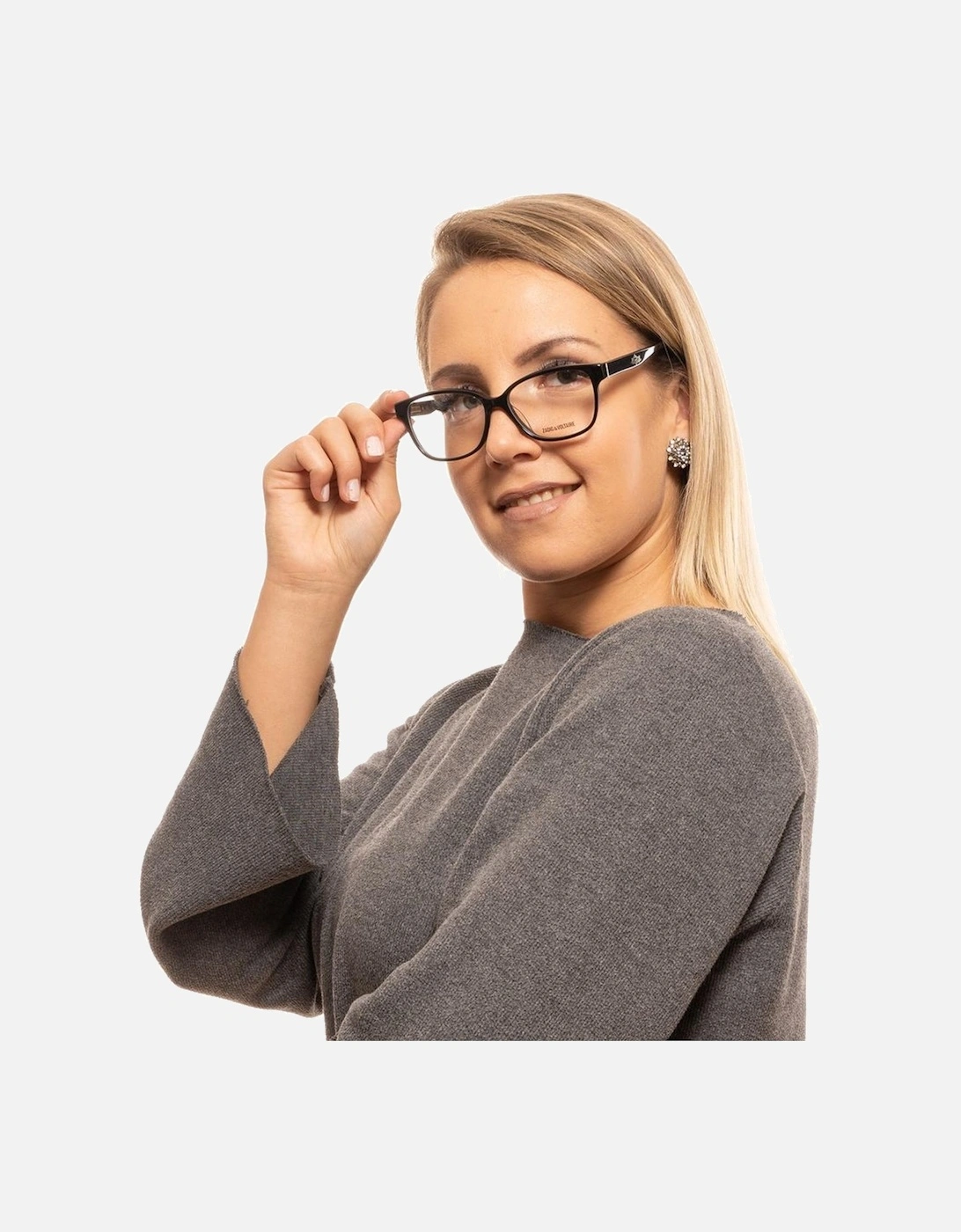 Black Plastic Rectangle Glasses with Demo Lenses Unisex Frames