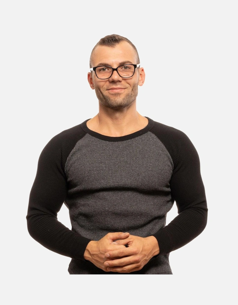 Black Plastic Rectangle Glasses with Demo Lenses Unisex Frames