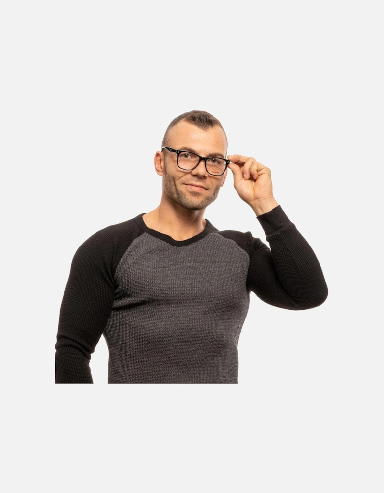 Black Rectangle Plastic Frame Demo Glasses - Full Rim Unisex