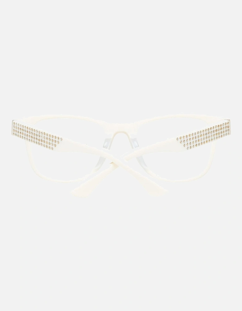 Cream Rectangle Plastic Glasses with Demo Lenses Women Frames