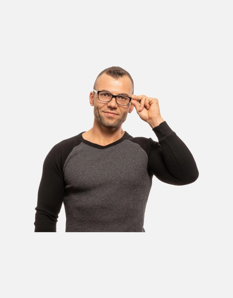 Black Plastic Rectangle Frame Demo Glasses Unisex