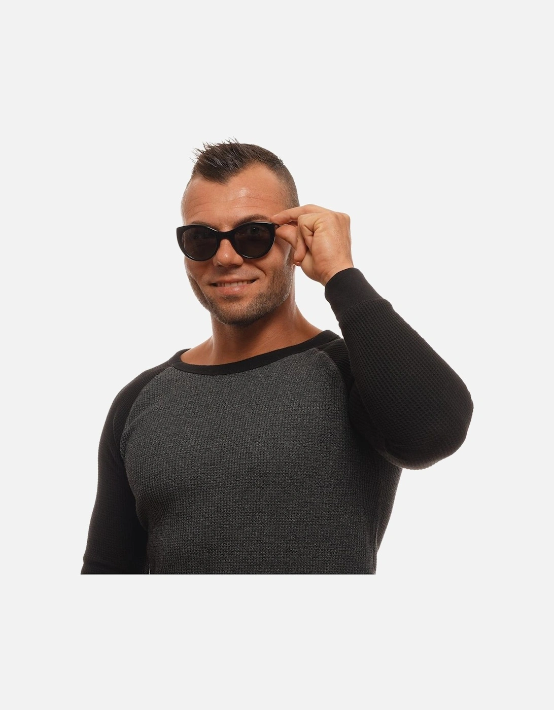 Polarized Round Full-Rim Sunglasses Unisex - Black