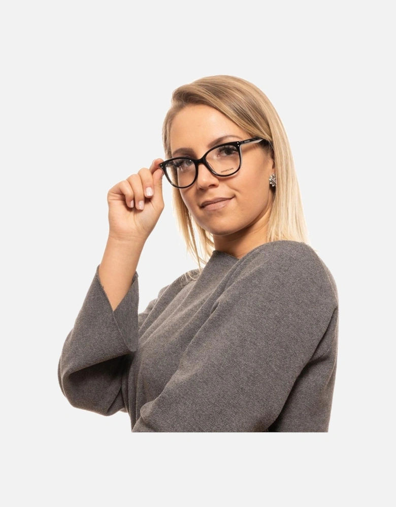 Black Plastic Cat Eye Glasses with Demo Lenses and Spring Hinge Women