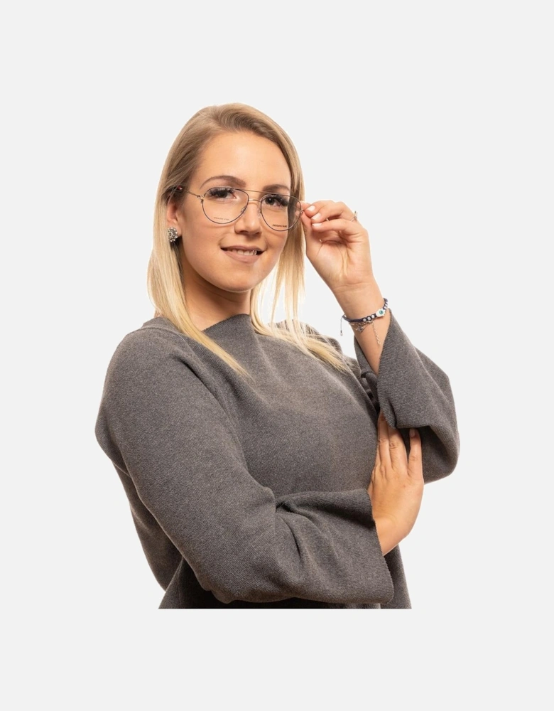 Gold Oval Metal Sunglasses with Transparent Plastic Lenses Women