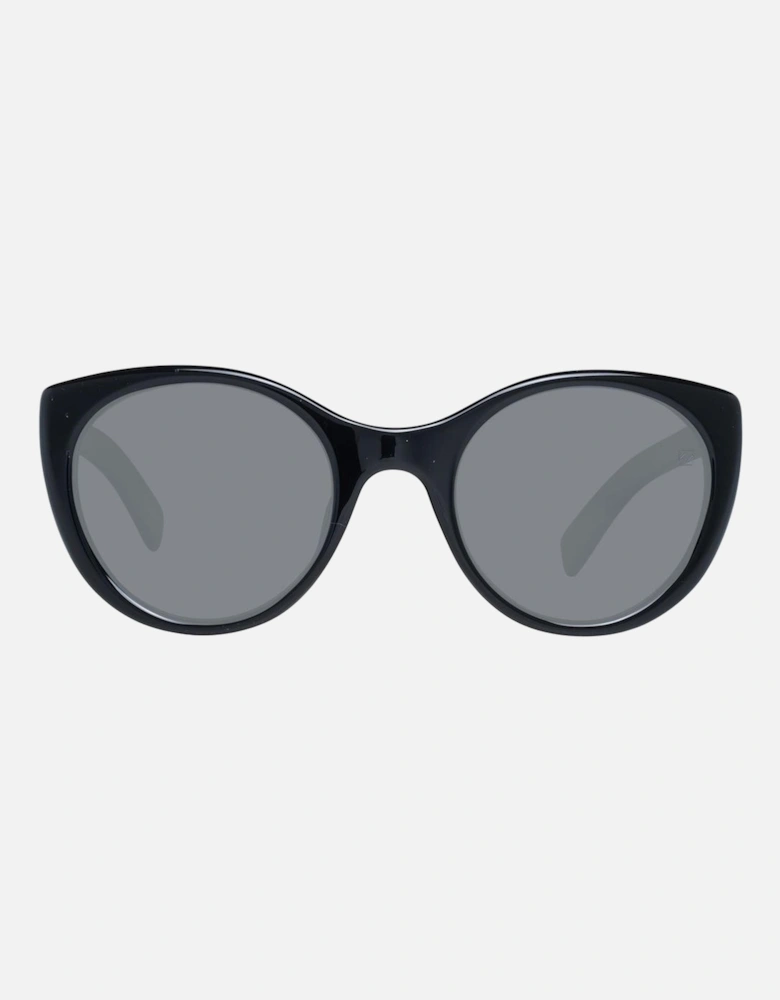 Round Full-Rim Sunglasses with Grey Lenses Women - Black