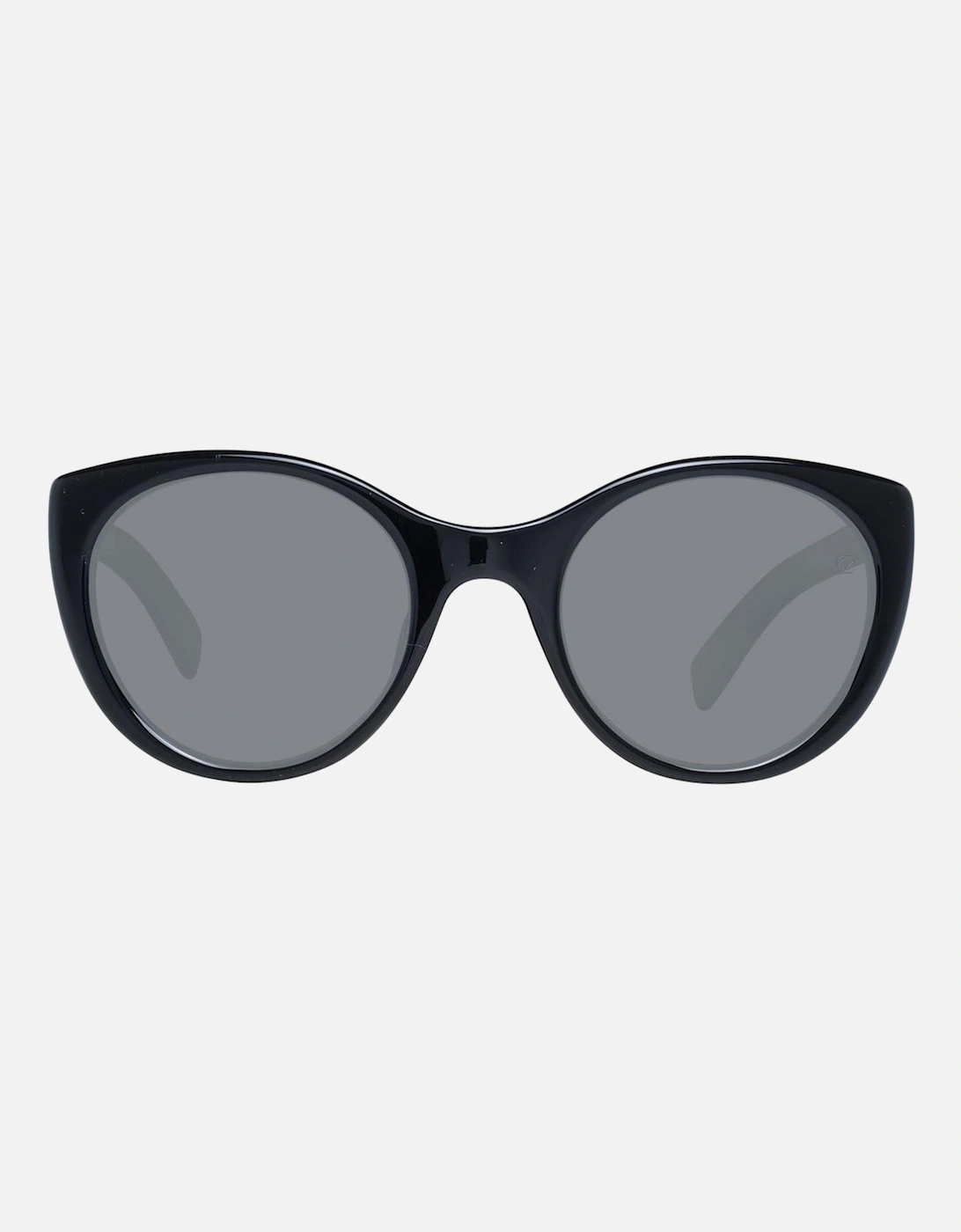 Round Full-Rim Sunglasses with Grey Lenses Women - Black