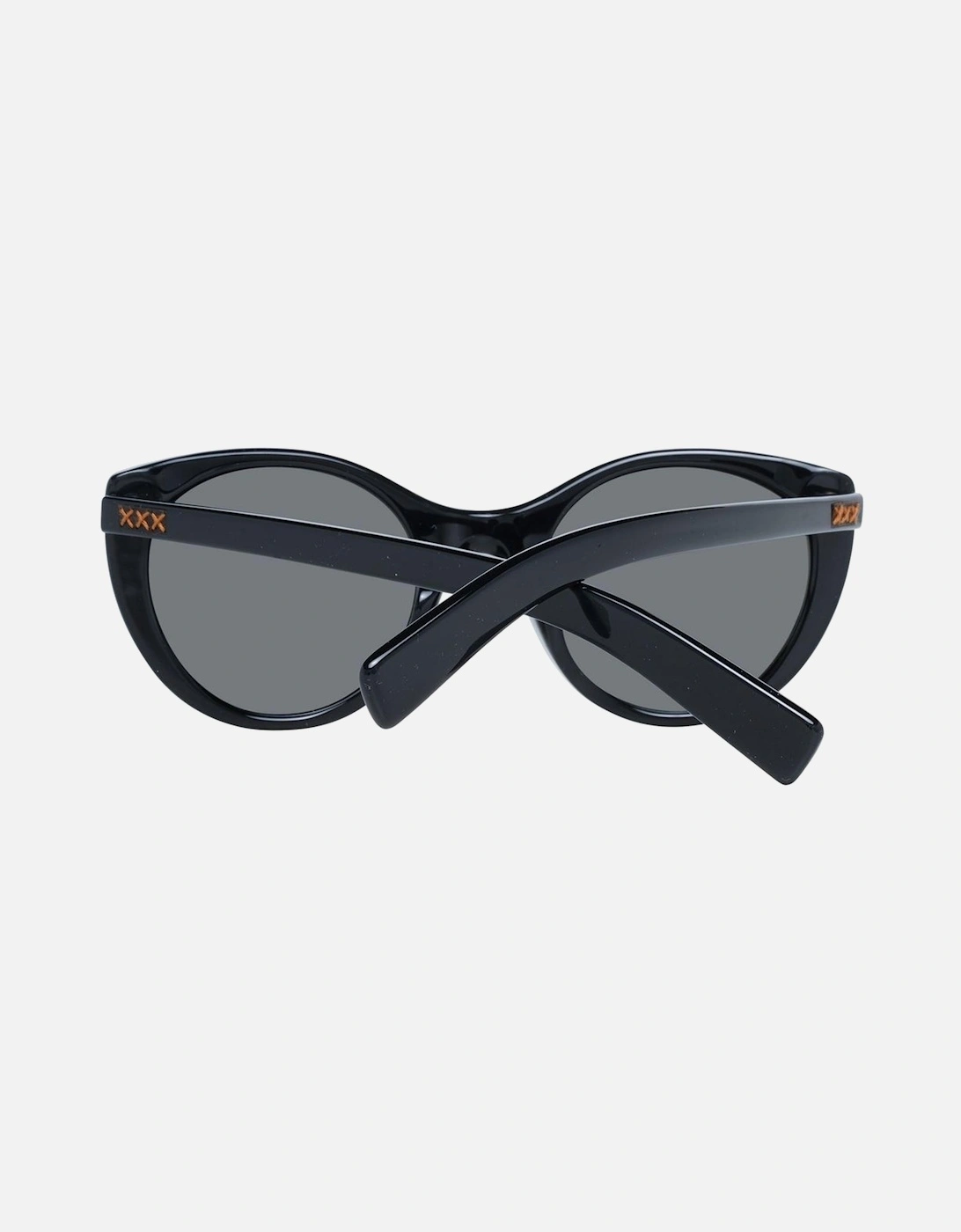 Round Full-Rim Sunglasses with Grey Lenses Women - Black