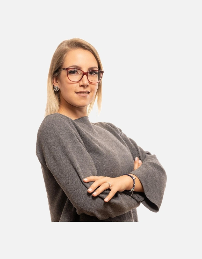 Red Rectangle Plastic Frame Demo Glasses - Spring Hinge Women