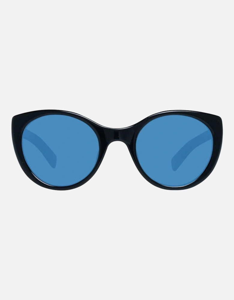 Round Full-Rim Polarized Sunglasses with Case Unisex - Black