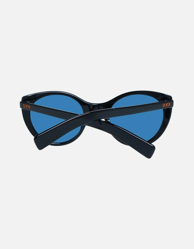 Round Full-Rim Polarized Sunglasses with Case Unisex - Black