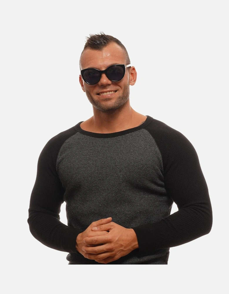 Round Full-Rim Polarized Sunglasses with Case Unisex - Black