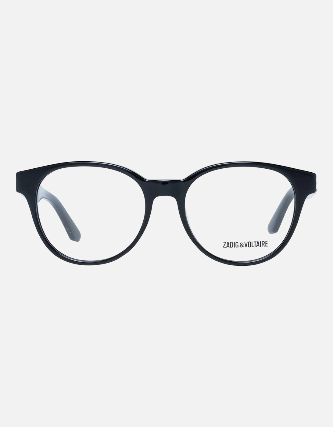 Black Oval Plastic Frame Transparent Lens Glasses Women